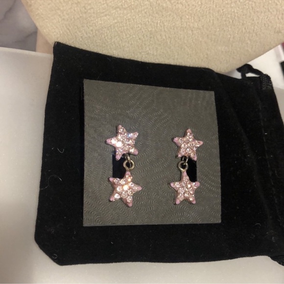 Vintage Light Lavender Crystal Pavé Star Earrings-Boutique - Picture 2 of 8